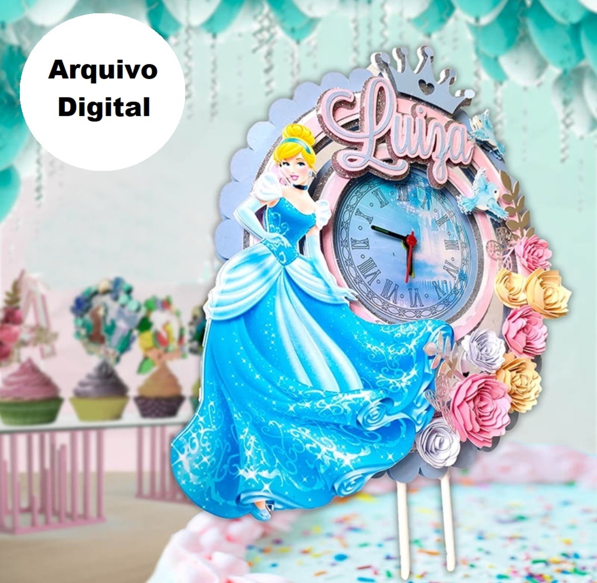 Arquivo em pdf Topo de Bolo Princesa Cinderela