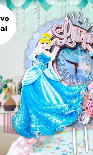 Arquivo em Svg Topo de Bolo Shaker Cinderela Princesa