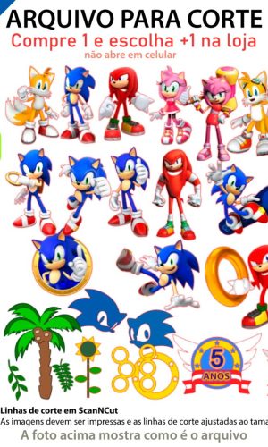Arquivo para corte topo de bolo Sonic +1 tema da loja