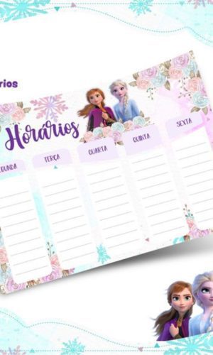 Arquivo Prancheta Horários Escolar Frozen PDF PNG