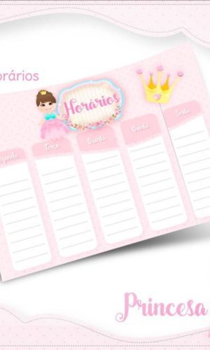 Arquivo Prancheta Horários Escolar Princesa PDF PNG