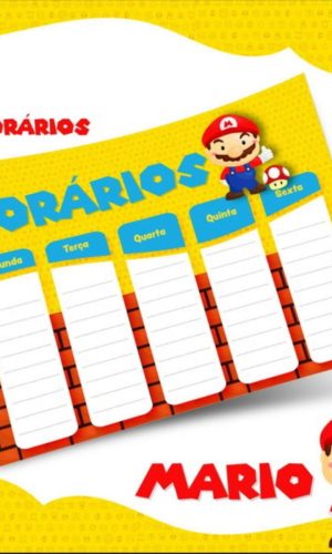 Arquivo Prancheta Horários Escolar Super Mário PDF PNG