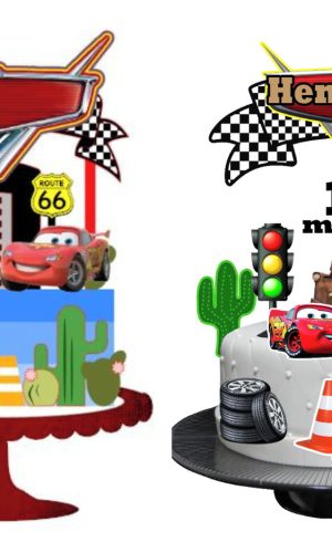 Arquivo Silhouette Topo Bolo Mesversário Carros 2 Arquivos