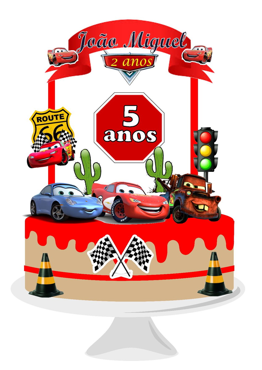 Arquivo Silhouette Topo Bolo Mesversário Carros 2 Arquivos - Imagem 3