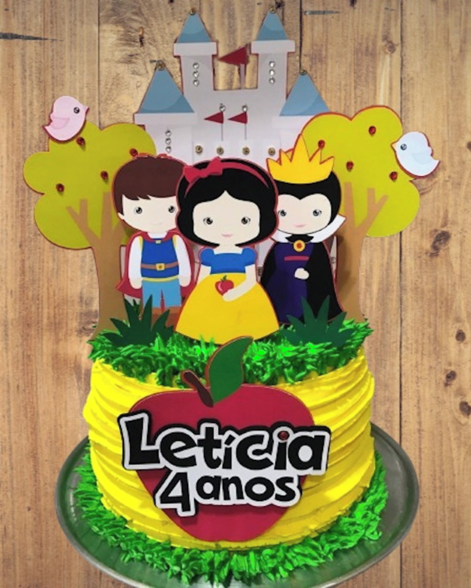 Arquivo Silhouette Topo de Bolo Branca de Neve Cute Princesa