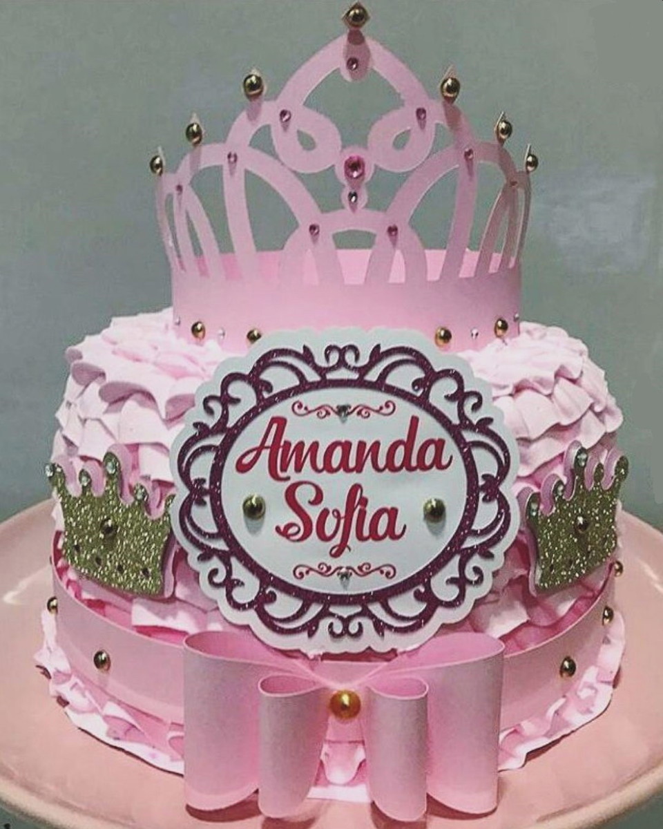 Arquivo Silhouette Topo de Bolo Coroa Princesa Menina