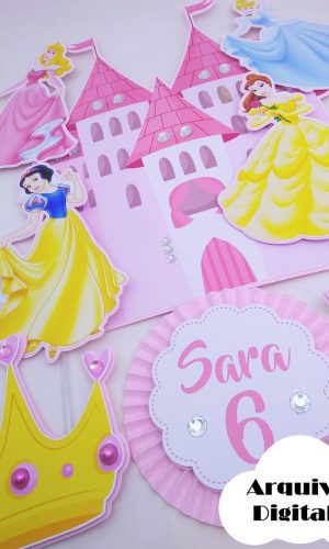 Arquivo Silhouette Topo de Bolo Festa Princesas Disney