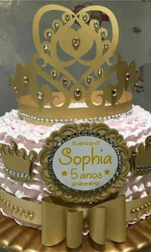 Arquivo silhouette topo de bolo princesa dourada 02