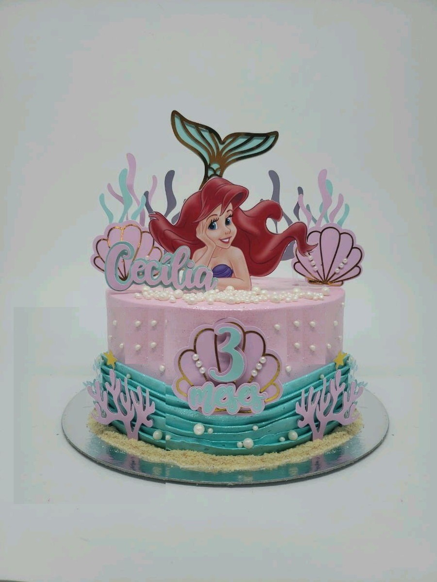 Arquivo Silhouette Topo de Bolo Sereia Princesa Ariel Mar