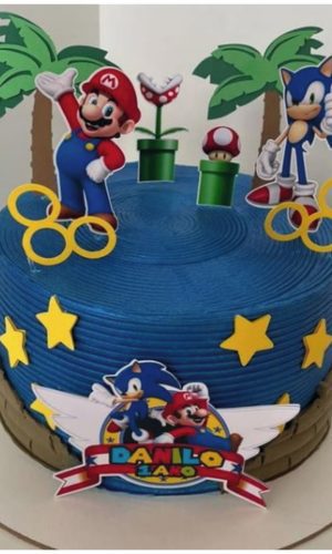 Arquivo Silhouette Topo de Bolo Super Mario/sonic 03 Studio