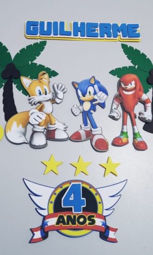 Arquivo Silhouette - Topper de Bolo Sonic