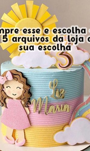 Arquivo Topo de Bolo Arco Iris e Menina .studio