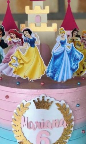 Arquivo Topo de Bolo as Princesas Disney + 4 Arquivos