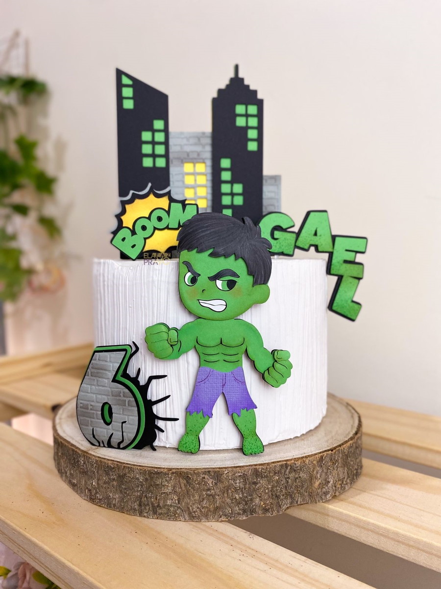 Arquivo Topo de Bolo Bebê Hulk - Silhouette