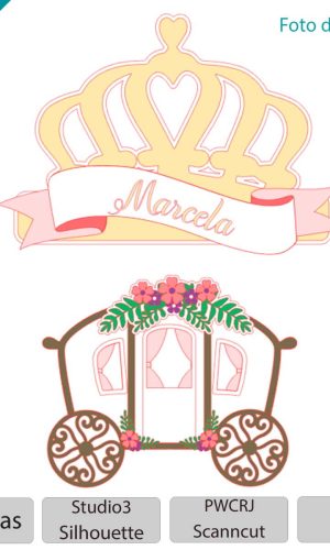 Arquivo topo de bolo Carruagem de Princesas +1 tema da loja
