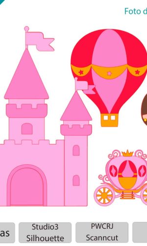 Arquivo Topo de Bolo Castelo Carruagem e princesa em camadas