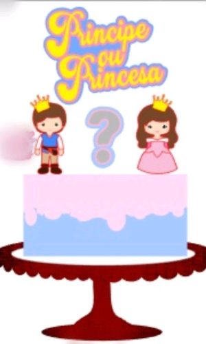 ARQUIVO TOPO DE BOLO CHÁ REVELAÇÃO PRÍNCIPE PRINCESA #11259