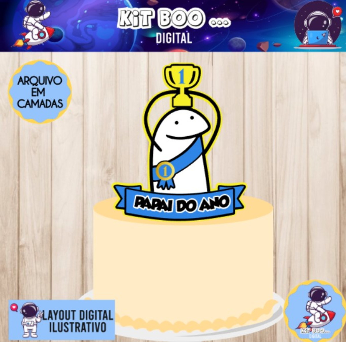 Arquivo Topo De Bolo- Dia Dos Pais Flork (6 Topos) - Imagem 4