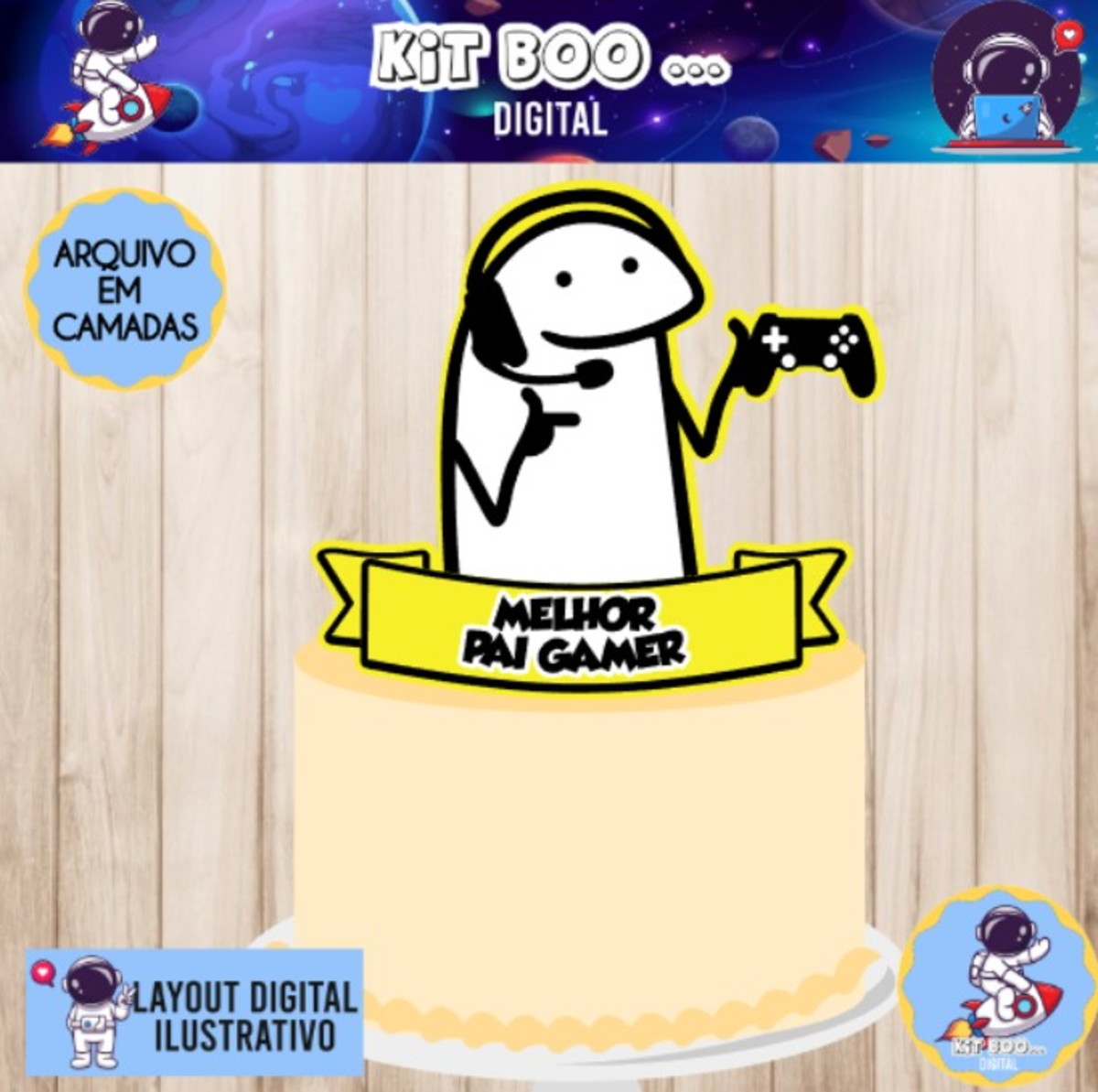 Arquivo Topo De Bolo- Dia Dos Pais Flork (6 Topos) - Imagem 2