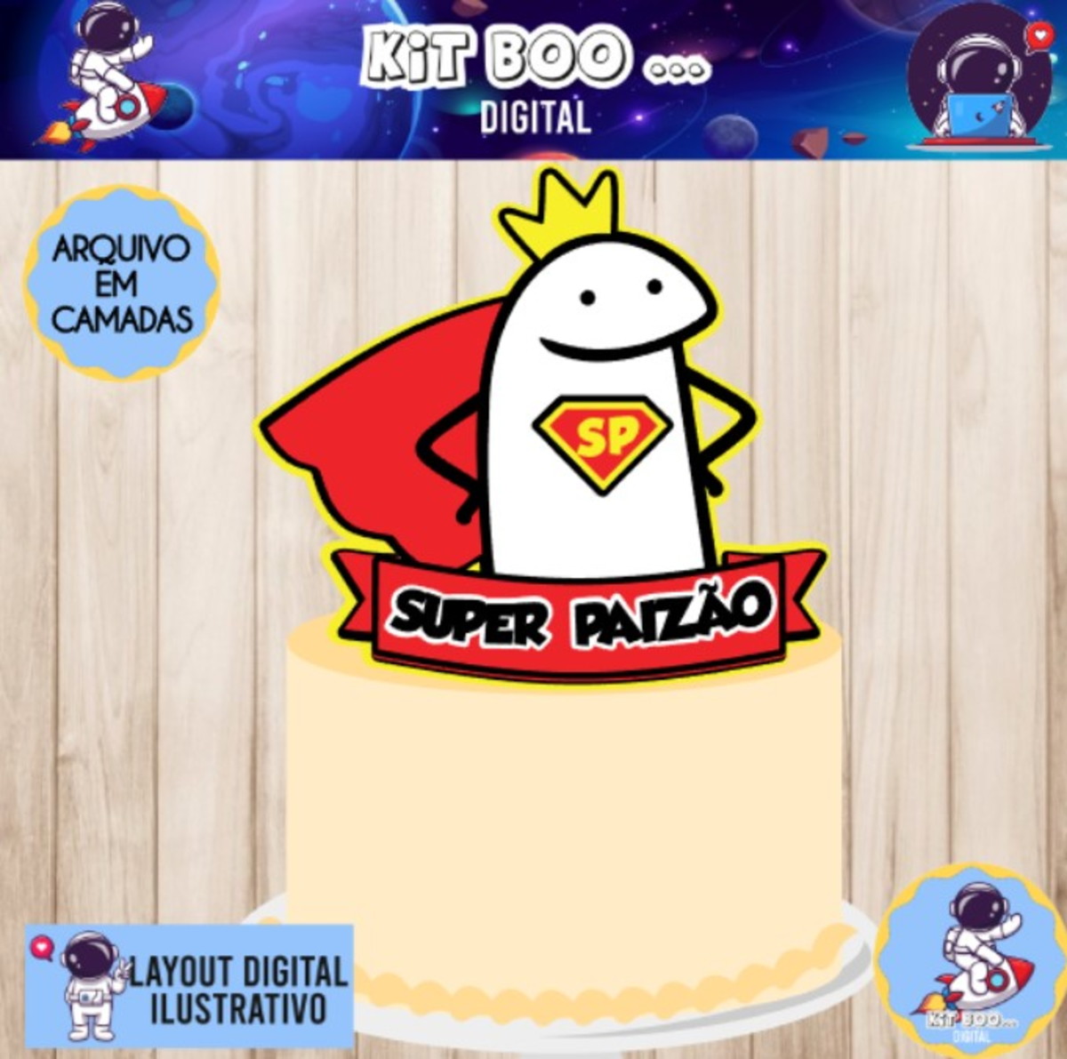 Arquivo Topo De Bolo- Dia Dos Pais Flork (6 Topos) - Imagem 5