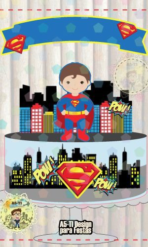 Arquivo topo de bolo herois super homem cute REF: 8012