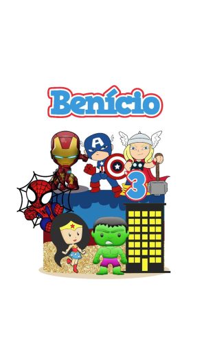 Arquivo topo de bolo herois cute