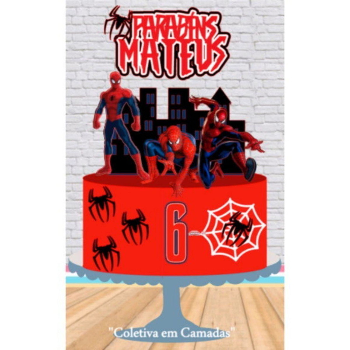 Arquivo Topo de Bolo Homem Aranha Camadas #11048 Studio