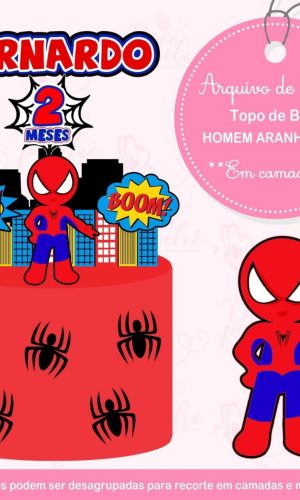 Arquivo Topo de Bolo Homem Aranha Cute em 3d