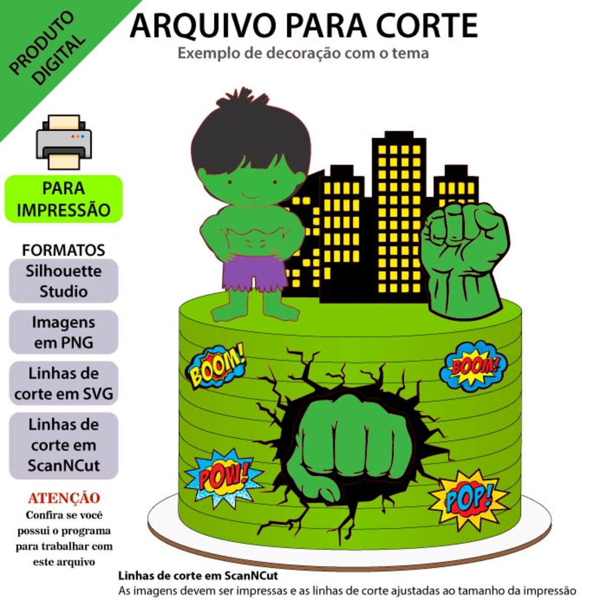 ARQUIVO Topo de bolo Hulk Baby +1 arquivo da loja - Imagem 2