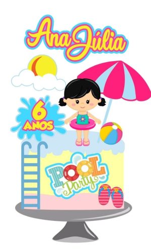Arquivo topo de bolo Pool Party