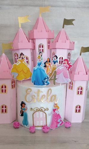 Arquivo Topo de Bolo Princesas com Castelo