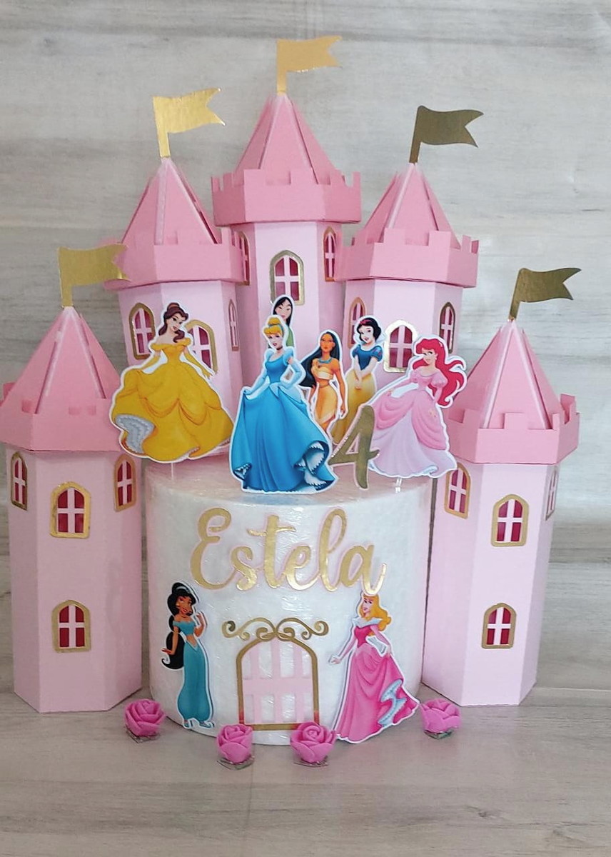 Arquivo Topo de Bolo Princesas com Castelo