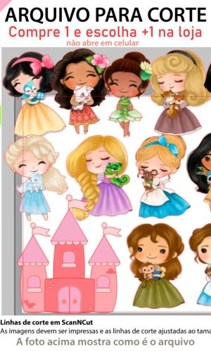 ARQUIVO Topo de bolo Princesas Cute +1 arquivo da loja