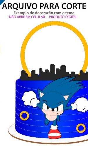 ARQUIVO Topo de bolo Sonic Correndo +1 arquivo da loja
