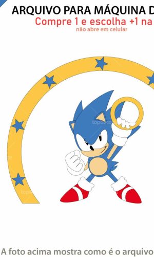 Arquivo Topo de Bolo Sonic Moeda +1 Arquivo da Loja