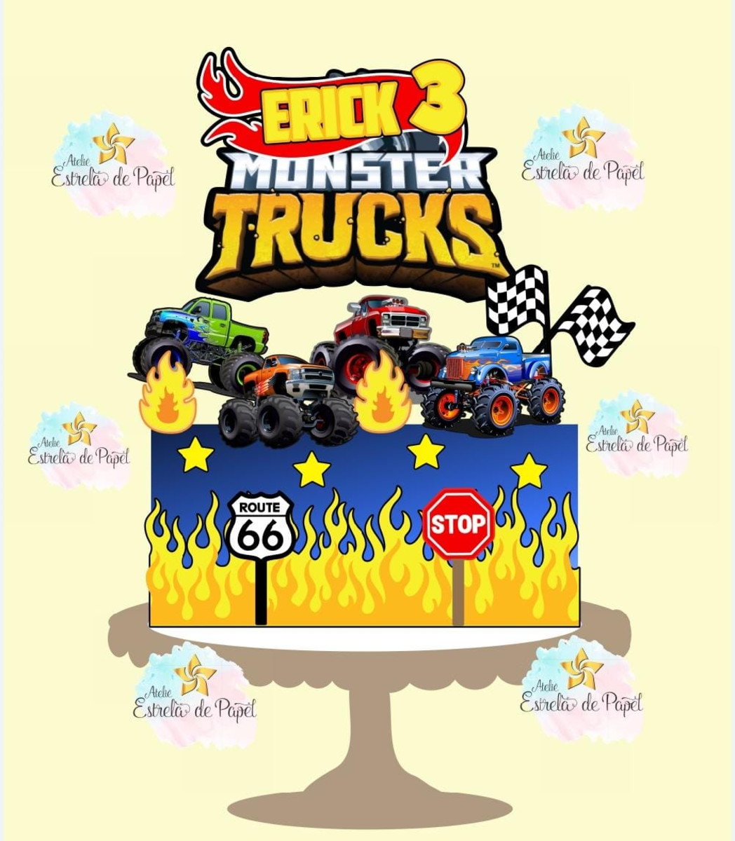 Arquivo Topo de Bolo Monster Trucks - Imagem 2