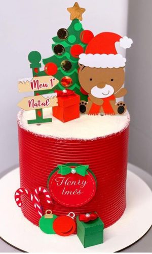 Arquivo Topo de Bolo Ursinho Primeiro Natal .studio