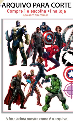 ARQUIVO Topo de bolo Vingadores +1 tema da loja