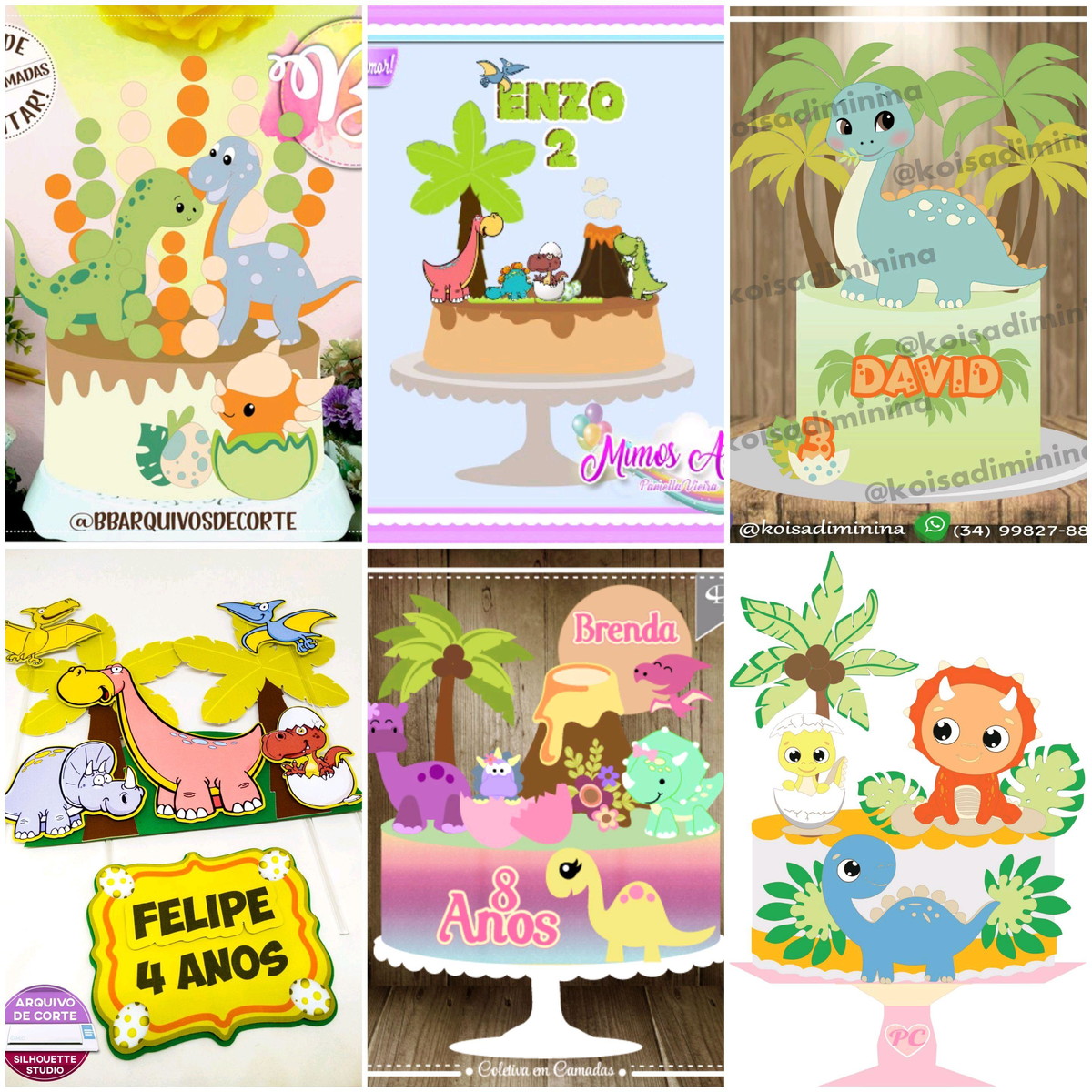 Arquivos de Corte Topo de Bolo Dinossauro - Imagem 3