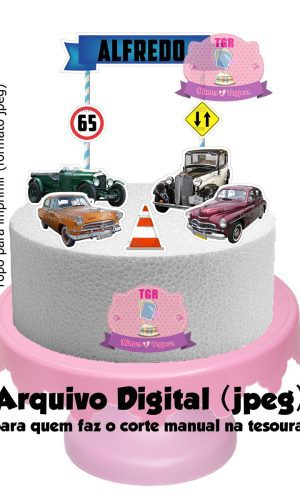 Arte Digital Topo de bolo Carros antigos 1 para imprimir jpg