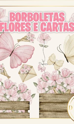Borboletas Cartas Aquareladas Kit Digital