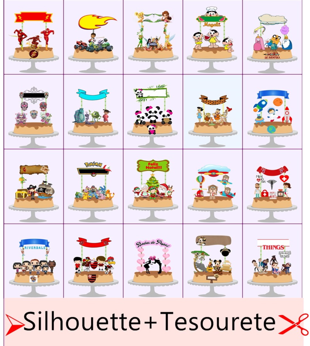 COMBO 70 TOPOS DE BOLO -Silhouette E PDF (Tesourete) - Imagem 2