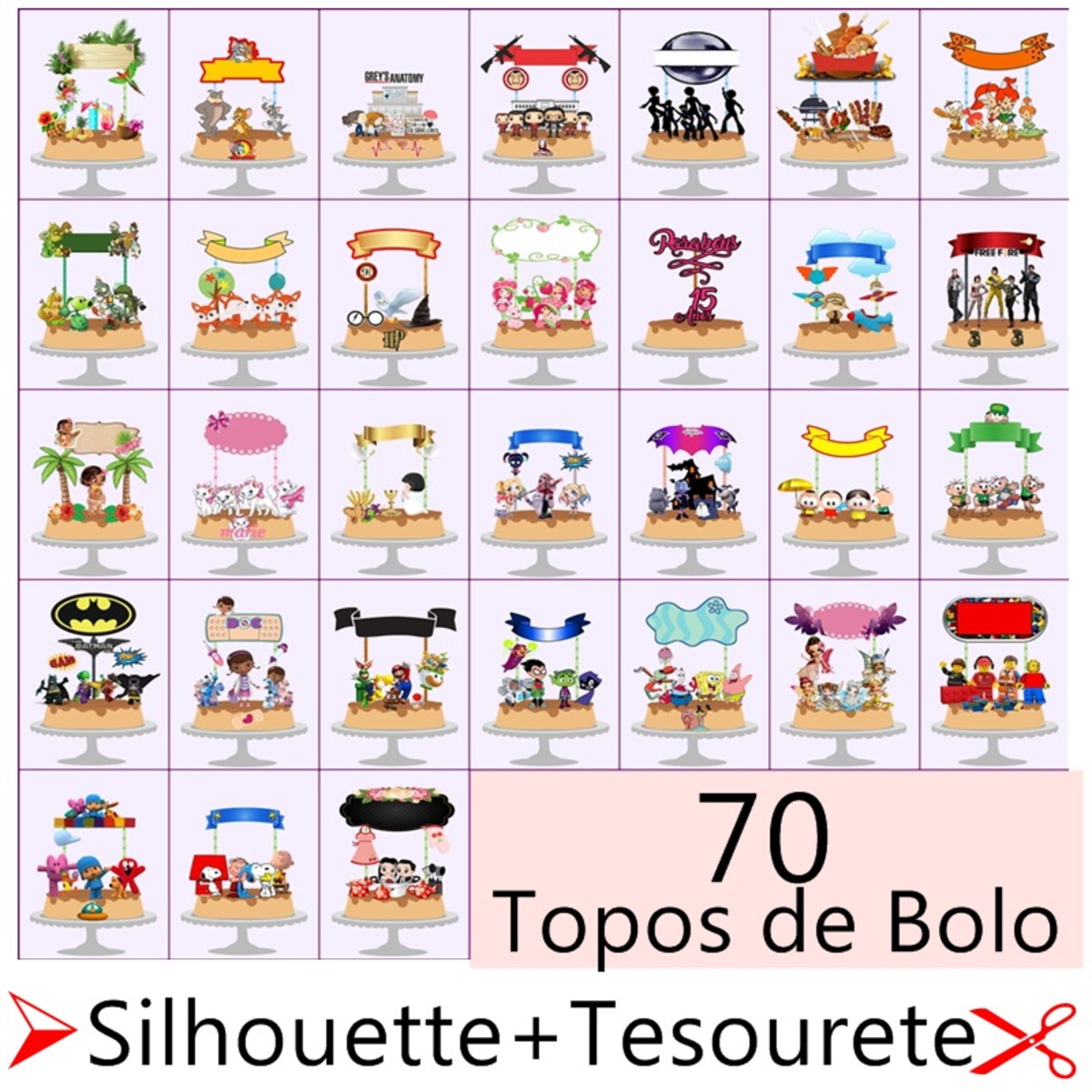 COMBO 70 TOPOS DE BOLO -Silhouette E PDF (Tesourete)