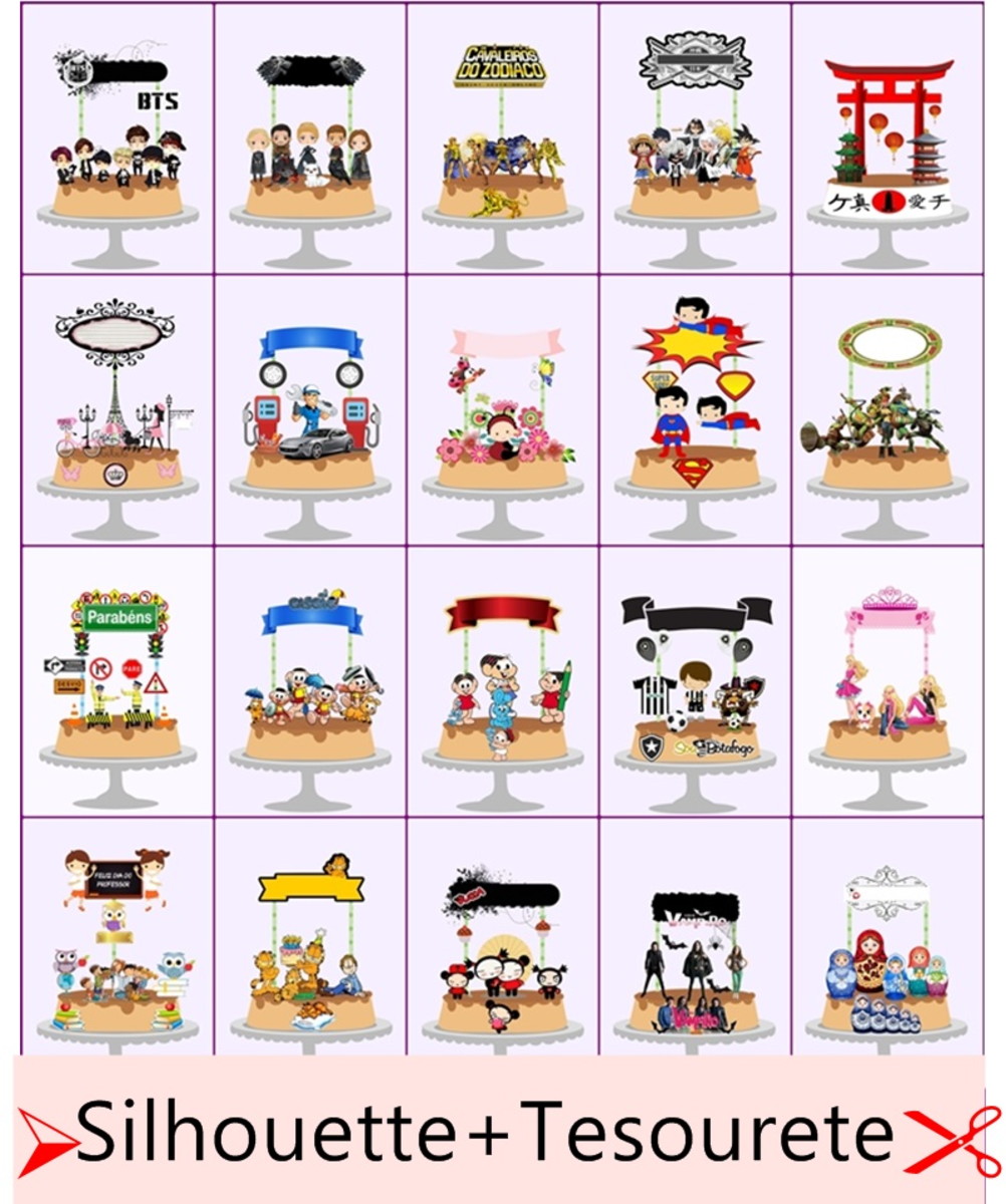 COMBO 70 TOPOS DE BOLO -Silhouette E PDF (Tesourete) - Imagem 3