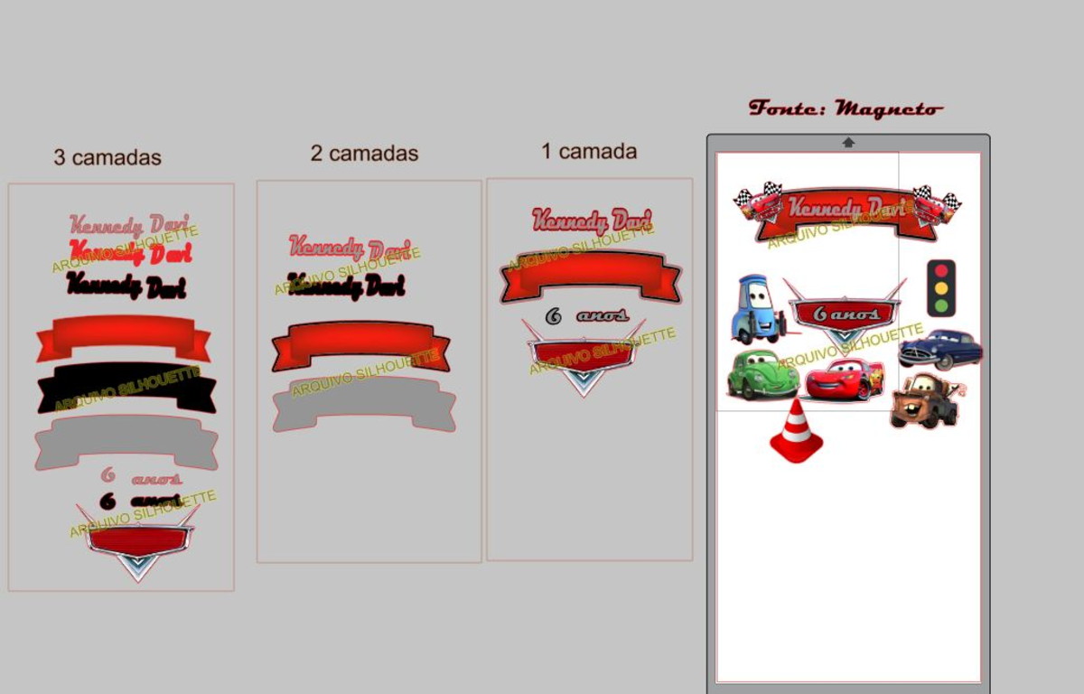 COMBO + Arquivo de Corte - Topo de Bolo Carros Disney 1 - Imagem 2