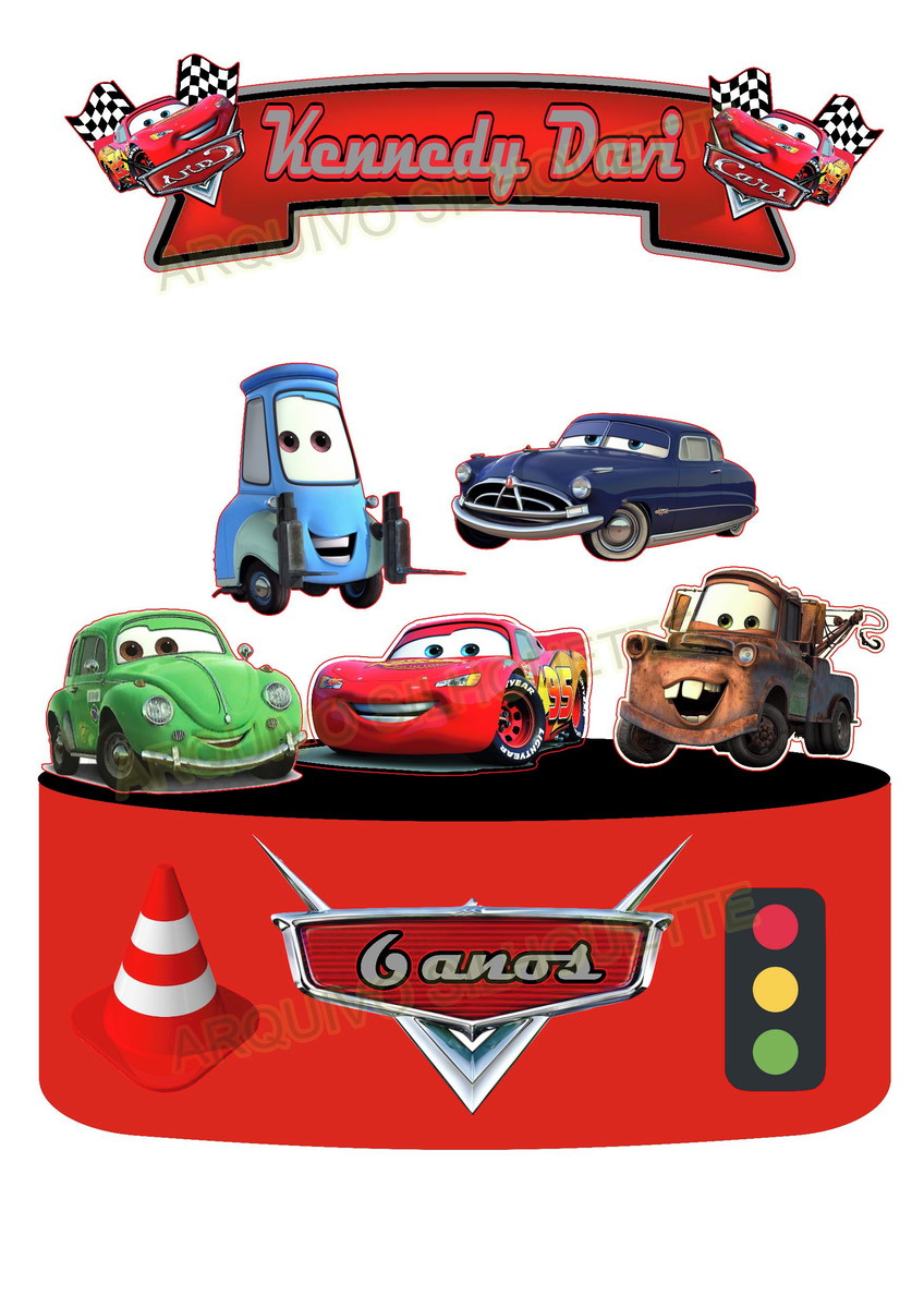 COMBO + Arquivo de Corte - Topo de Bolo Carros Disney 1