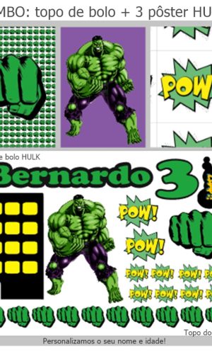 Combo: Topo de Bolo + Pôster Hulk - Arquivo Digital pdf