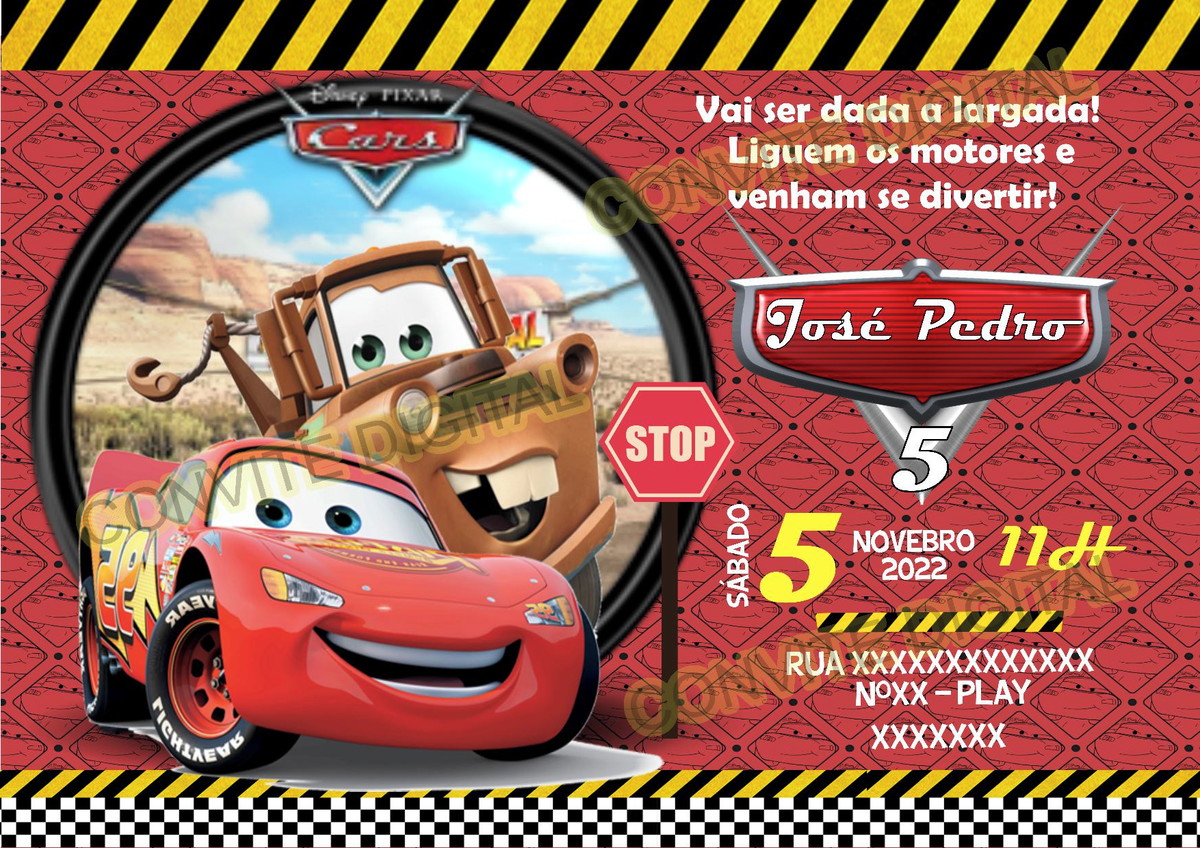 Convite Digital Carros Disney