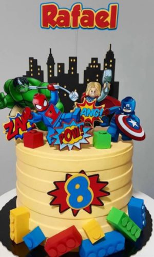 Kit / 5: Arquivo De Corte Topo De Bolo Vingadores Lego 004