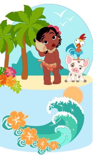 KIT C/ 5 ARQUIVO DE CORTE: TOPO DE BOLO MOANA BABY 002